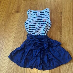 Gymboree blue and white striped dress, size kids 7